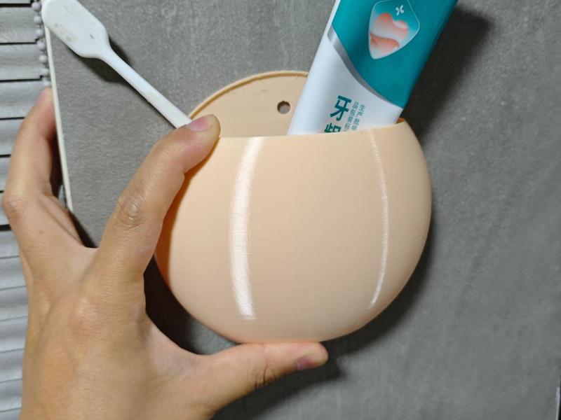 Wall-mounted round storage box, removable and washable bathroom wall sticker toothbrush soap box set, punch-free