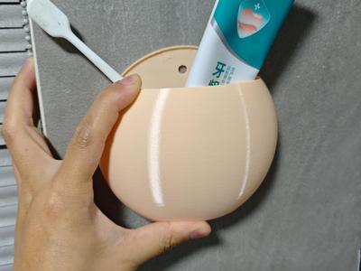 Wall-mounted round storage box, removable and washable bathroom wall sticker toothbrush soap box set, punch-free