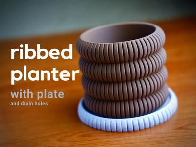 ribbed planter · with plate
