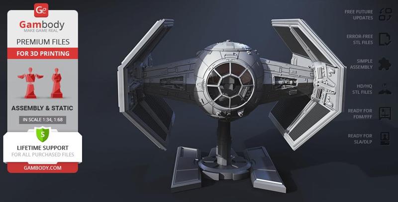 TIE Advanced 3D Printing Model Assembly + Action