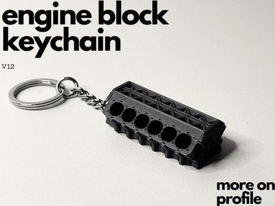 Engine block V12 keychain