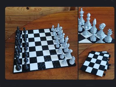 futurist chess set and gameboard