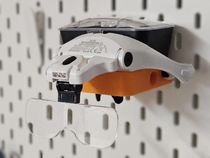 Magnifying Glasses holder for Ikea Skadis,  LED Lupenbrille