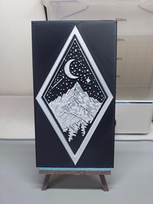 Mountains with Starry Skies and Moon