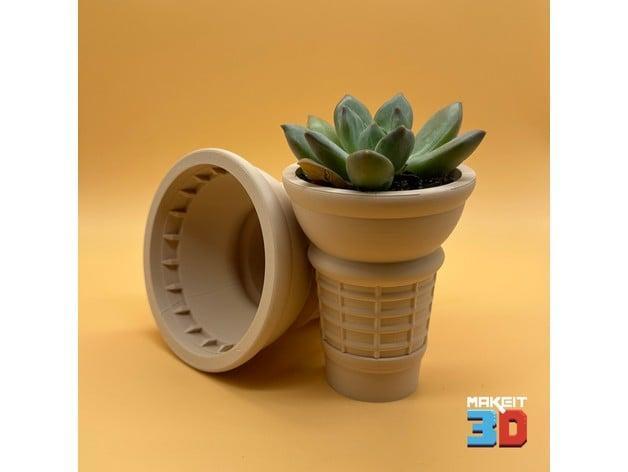 Ice Cream Cone Desktop Planter With Detachable Drainage Hole