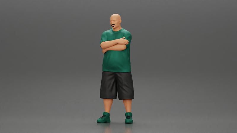 Fat Gangster standing and folding one’s arms