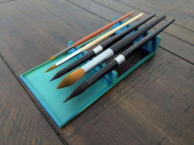 Angled Paintbrush Rest with Drip Tray
