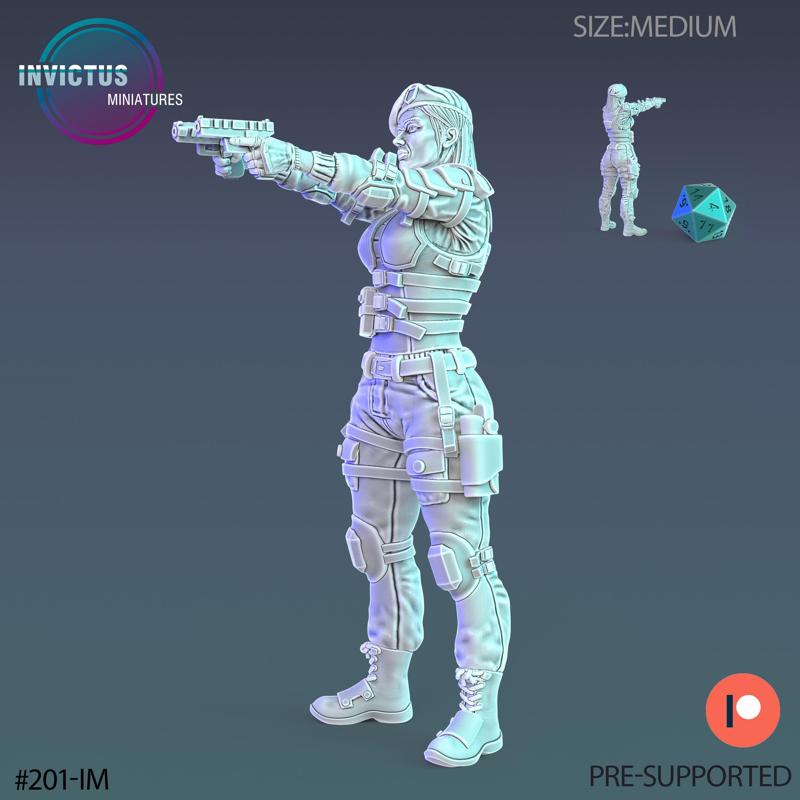 Coordination Officer Aiming / Female Space Soldier / Cyberpunk Warrior / Invasion Army / Trooper Attack / Sci-Fi Encounter