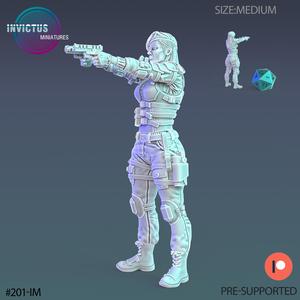 Coordination Officer Aiming / Female Space Soldier / Cyberpunk Warrior / Invasion Army / Trooper Attack / Sci-Fi Encounter