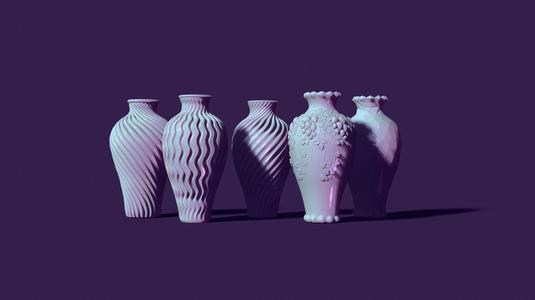 Set of five vases