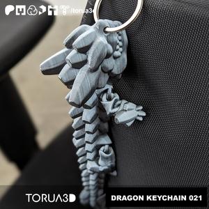Articulated Dragon Keychain 021 – No Supports – Print in place