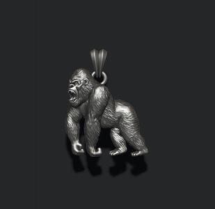Angry roaring Gorilla pendant