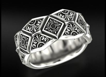 Massive ring with vintage patterns 734