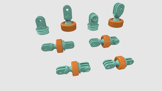 Screwable ball-joint system for GoPro mounting