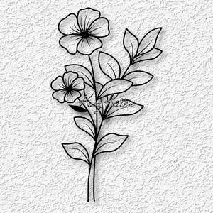 2 flowers and leaves wall art garden home