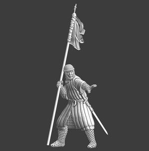 Medieval soldier with banner