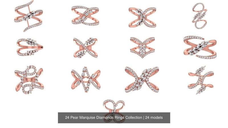 24 Pear Marquise Diamonds Rings Collection