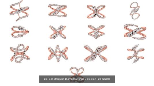 24 Pear Marquise Diamonds Rings Collection