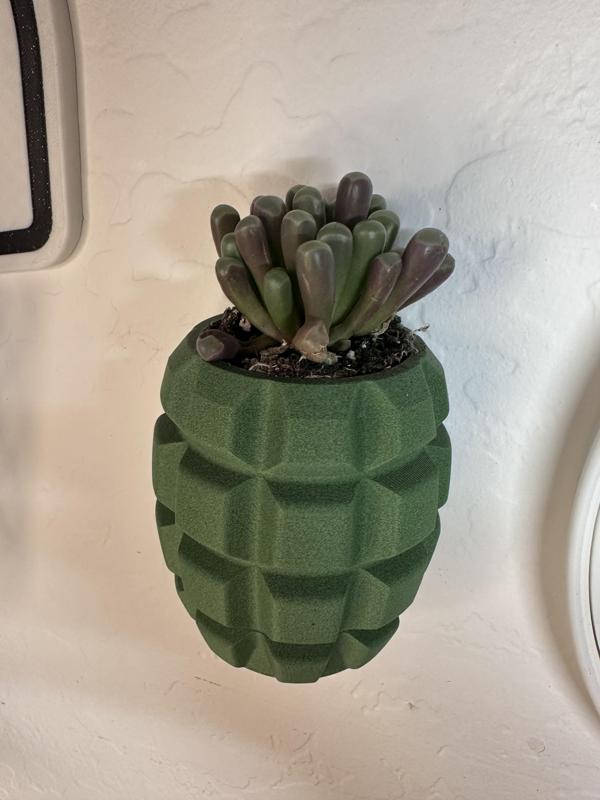 MAKE LOVE (PLANT) NOT WAR – GRENADE SUCCULENT POT – wall mountable pot for small succulent plants