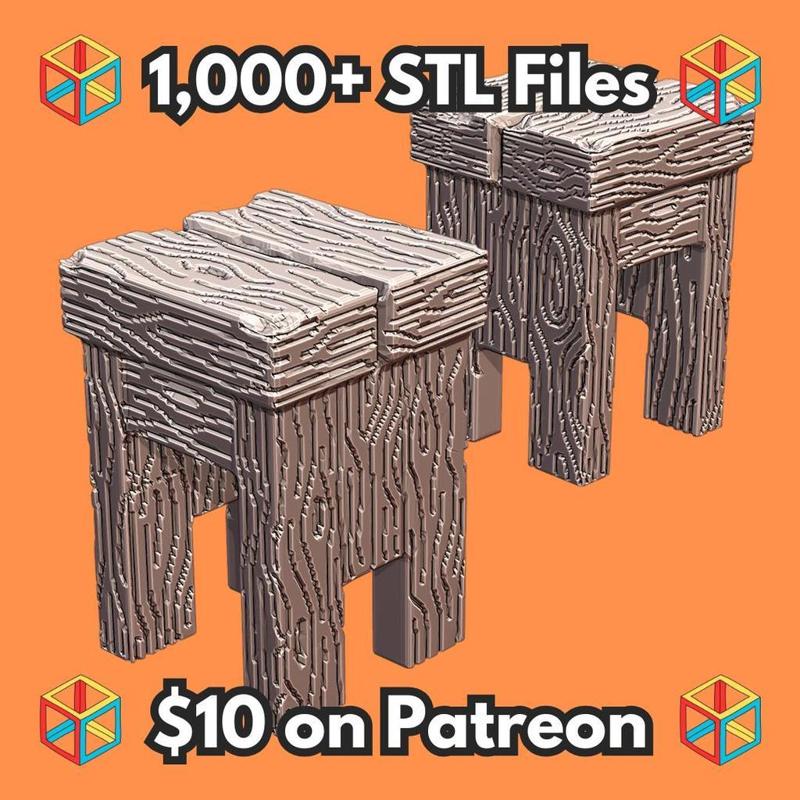 28mm DND Wooden Barstool Fantasy Terrain Miniature for Tavern Scenes MineeForm FDM 3D Print STL File