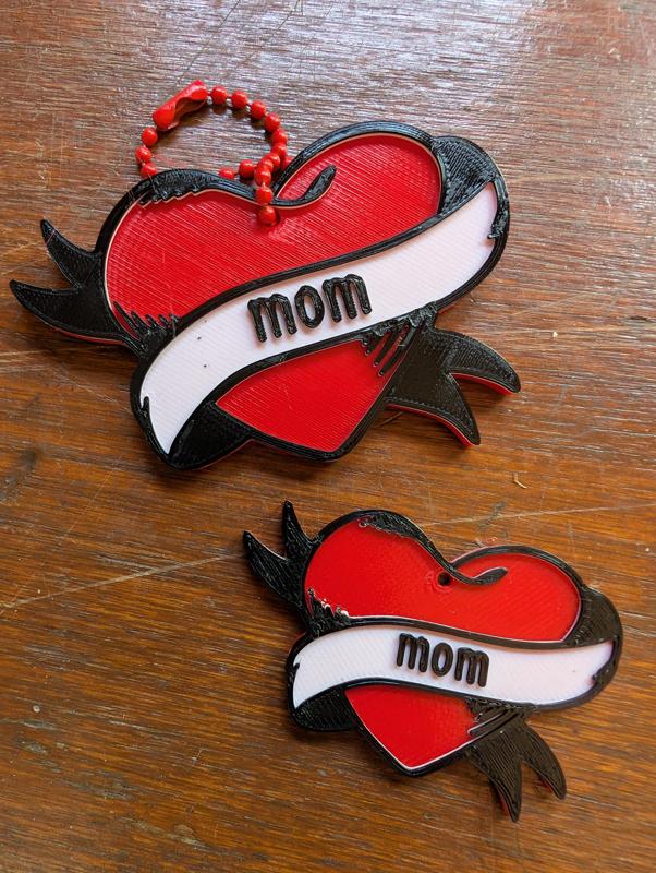 Mothers Day Heart Tattoo Keyring, Jewelry Set