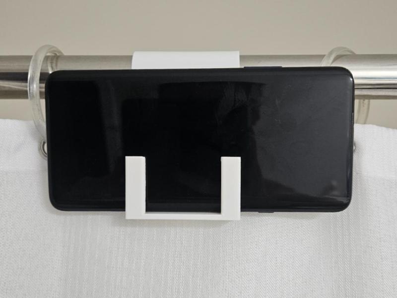Minimalistic Shower Curtain Rod Phone Holder
