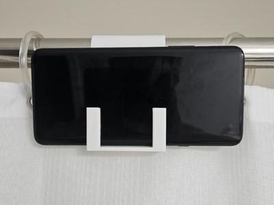 Minimalistic Shower Curtain Rod Phone Holder