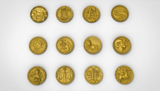 3D model of the twelve symbols of the zodiac