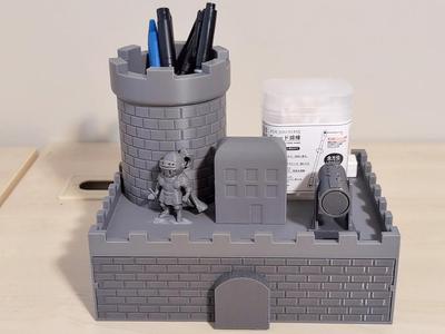 Castle desk organizer & phone holder
