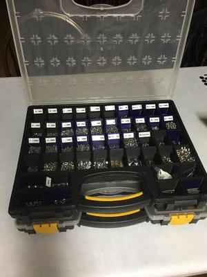 Small parts bin with a label area.   