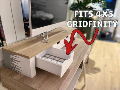 Large Modern Monitor Riser with Gridfinity Drawers