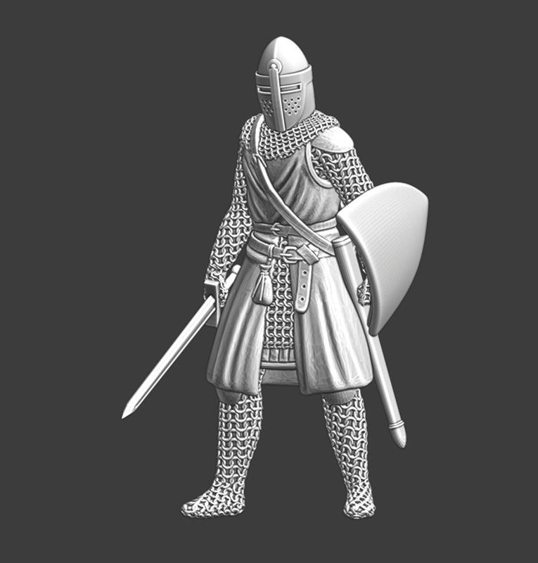 Medieval crusader knight – with sword and shield