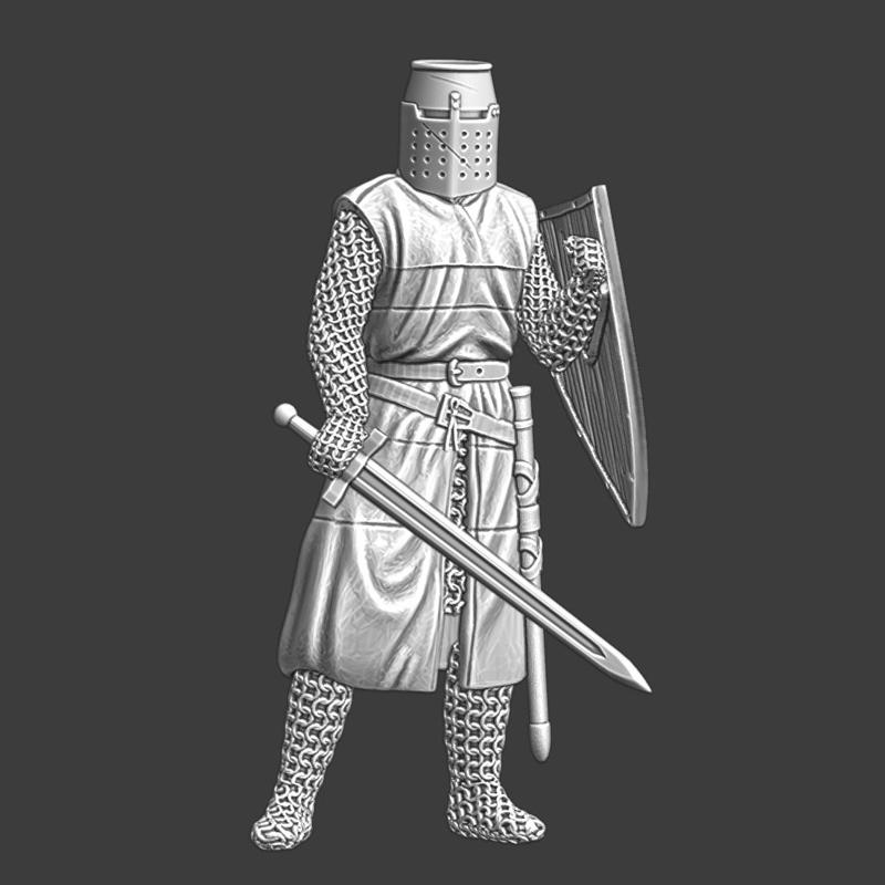 Medieval Crusader Knight – sword and great helm