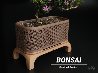Kumiko Bonsai Planter with Legs (Rectangle)