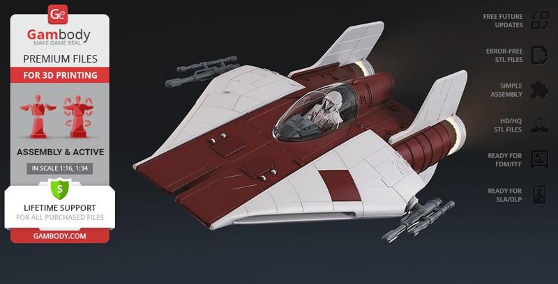 RZ-1 A-Wing 3D Printing Model | Assembly + Active