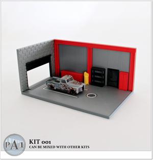 MINI GARAGE DIORAMA FOR 1/64 SCALE DIECASTS – MODEL 001