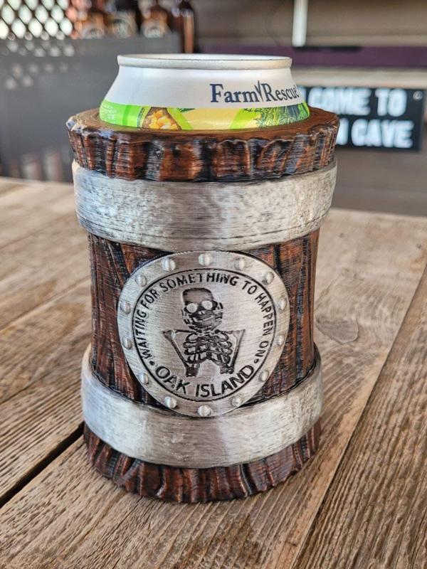 Oak Island Wood Grain Beer Can Koozie