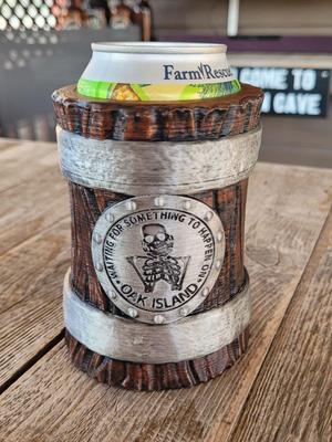 Oak Island Wood Grain Beer Can Koozie