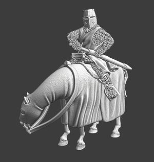 Medieval crusader knight drawing sword