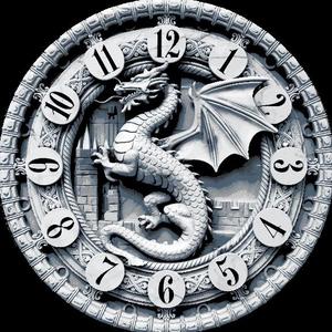 Celtic Knot Design Clock Face showcasing a Carved Great Dragon