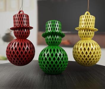 Spiral Snowman Christmas Bulb
