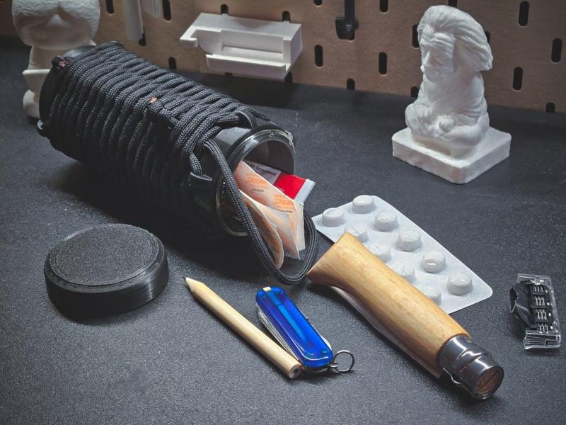 Survival, Hiking, and Camping Capsule Container Made from an Aluminum Can