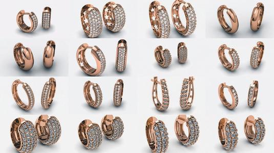 42 Diamond Hoops Earrings 3D print model 3D Model Collection