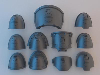 Space Marine Shoulder Pads – Iron Hands v1