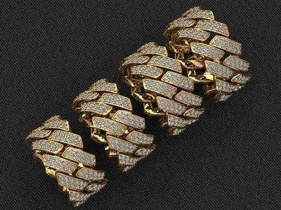 4 SIZE SQUARE CUBAN RING  3D Model Collection