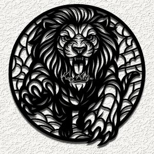 lion cat glass wall art home decor