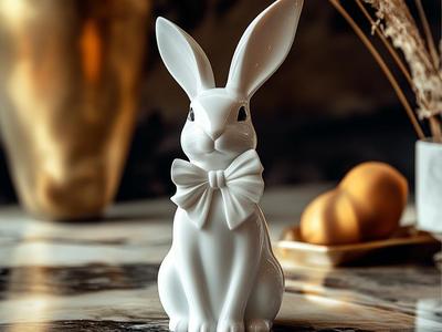Adorable Bunny with Ribbon – Perfect Easter Accent