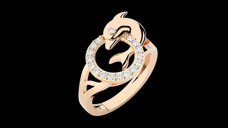 Dolphin Diamond Ring 3dm stl renders details