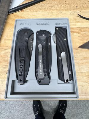 gridfinity 3×4 custom pocket knife storage axial bench made SOG