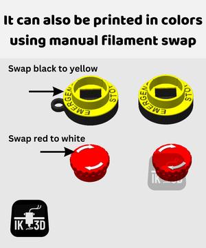 Emergency Stop Clicker Fidget Toy Keychain / Multicolor